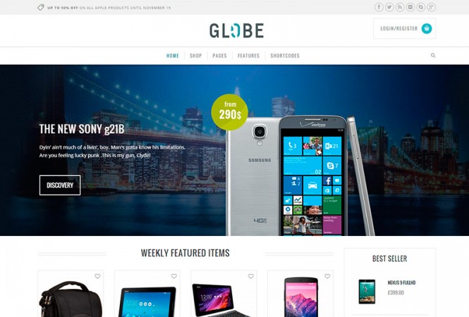 Globe – hi-tech šablona pro e-commerce